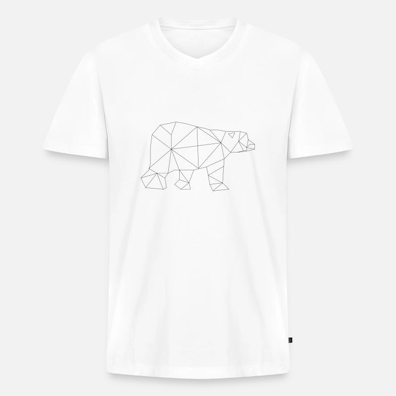 Low Poly Art - Eisbär - Männer Premium Bio T-Shirt mit V-Ausschnitt - Weiß