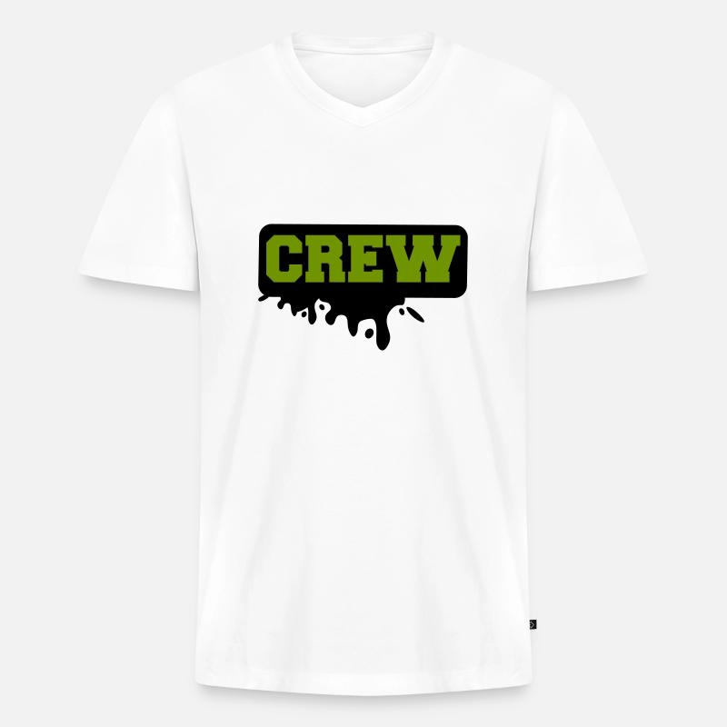 crew - Männer Premium Bio T-Shirt mit V-Ausschnitt - Weiß