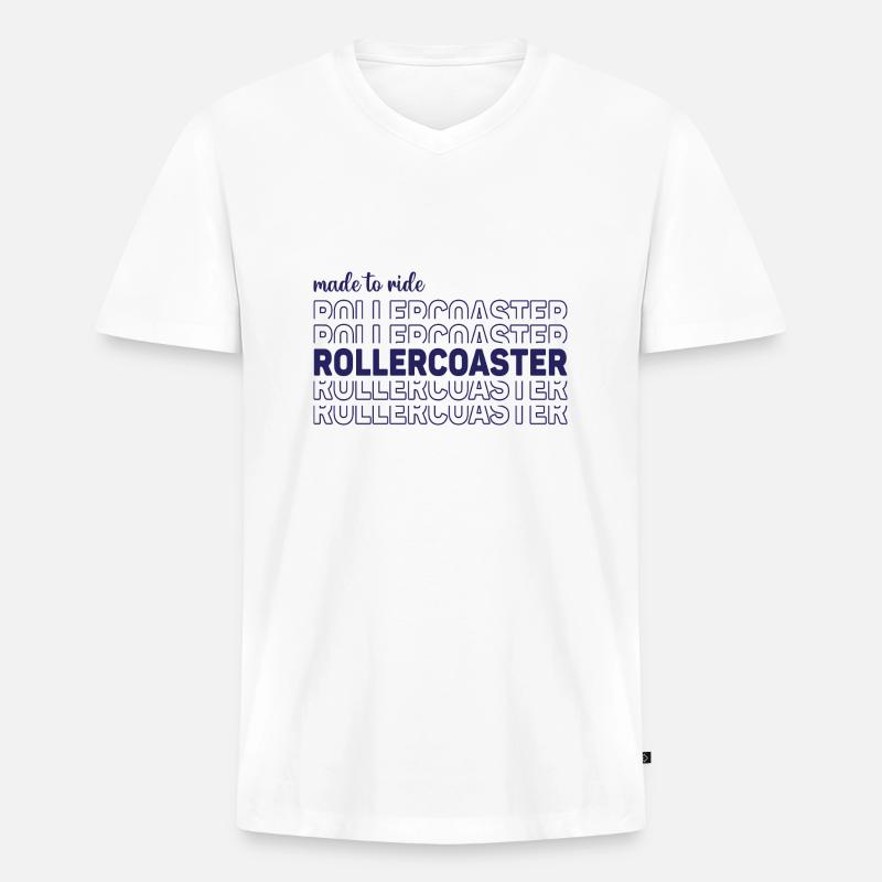 Made to ride rollercoaster - Männer Premium Bio T-Shirt mit V-Ausschnitt - Weiß