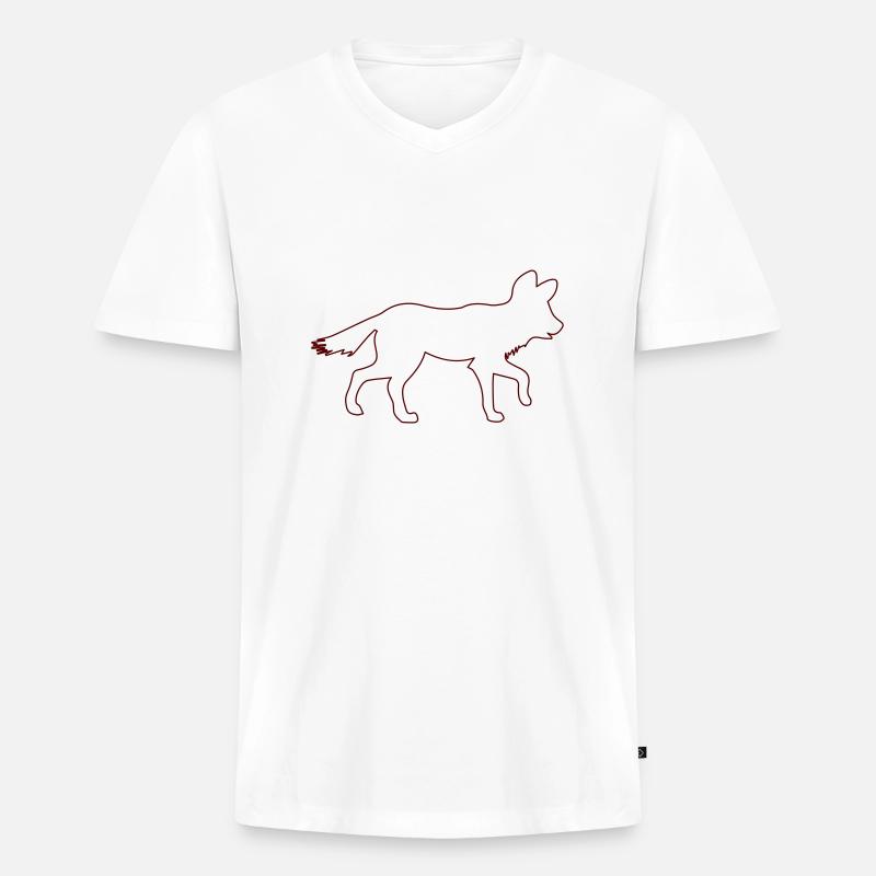 fuchs 1 - Männer Premium Bio T-Shirt mit V-Ausschnitt - Weiß