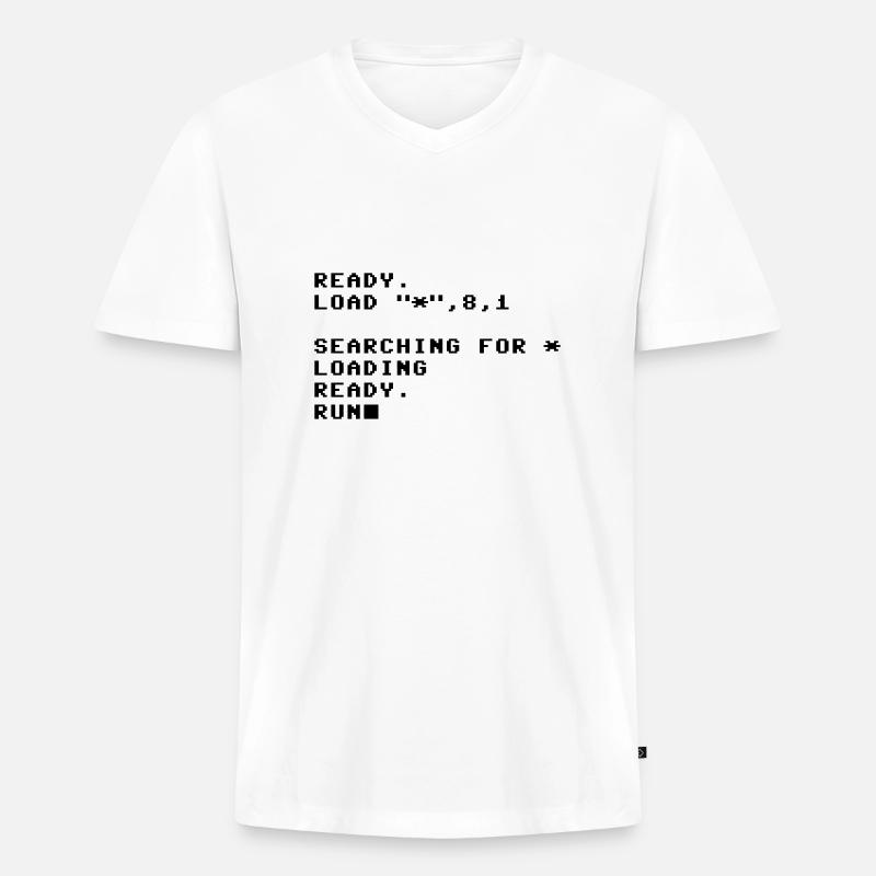 C64 Loading Screen - Retro - Brotkasten - Männer Premium Bio T-Shirt mit V-Ausschnitt - Weiß
