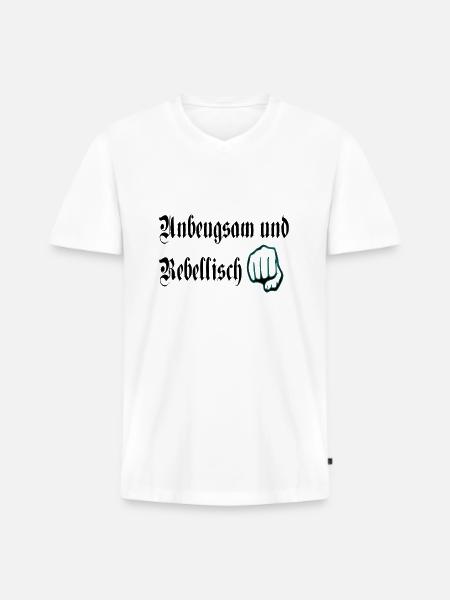 unbeugsan rebellisch - Männer Premium Bio T-Shirt mit V-Ausschnitt - Weiß