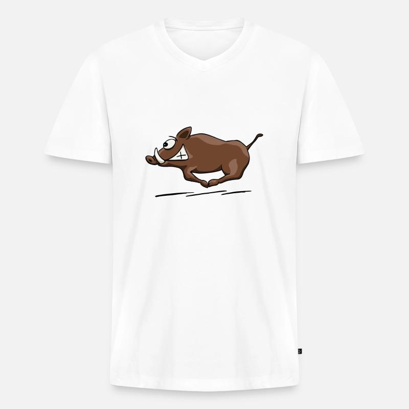 Wildschwein sauwild - Männer Premium Bio T-Shirt mit V-Ausschnitt - Weiß