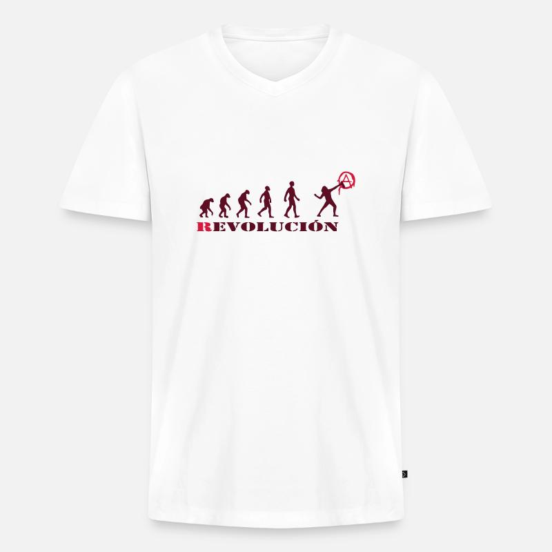 r-evolution, evolution, revolution, street art, - Männer Premium Bio T-Shirt mit V-Ausschnitt - Weiß