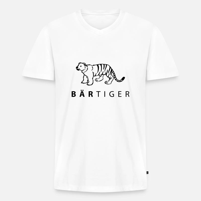 bärtiger - Männer Premium Bio T-Shirt mit V-Ausschnitt - Weiß