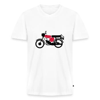 Fahrzeug - Simson S51 - Männer Premium Bio T-Shirt mit V-Ausschnitt - Weiß - Vorne - Nico (187cm)