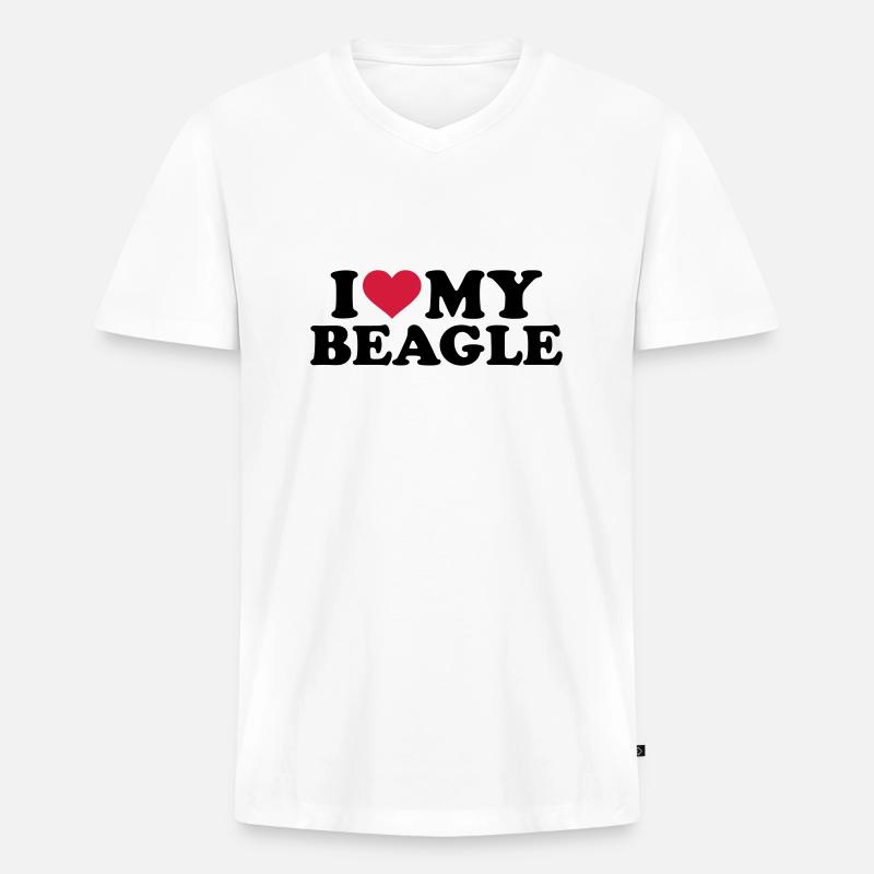 Beagle - Männer Premium Bio T-Shirt mit V-Ausschnitt - Weiß