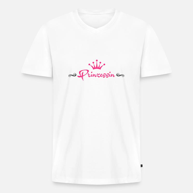 (100_prinzessin2_2c) - Männer Premium Bio T-Shirt mit V-Ausschnitt - Weiß
