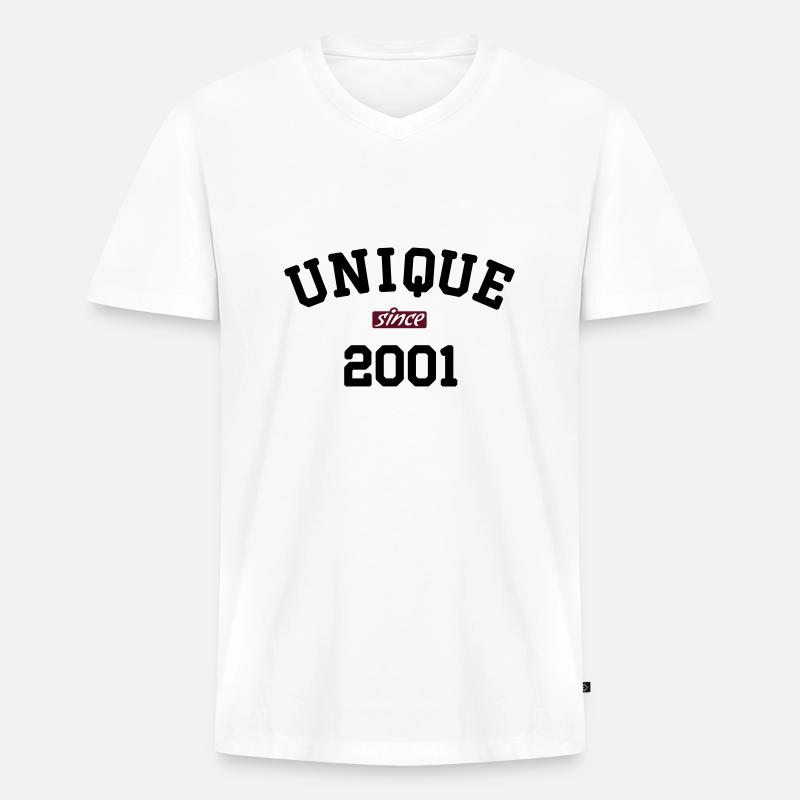 Unique Since 2001 - Männer Premium Bio T-Shirt mit V-Ausschnitt - Weiß