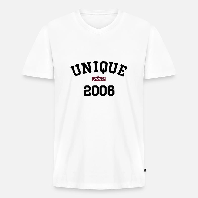 Unique Since 2006 - Männer Premium Bio T-Shirt mit V-Ausschnitt - Weiß