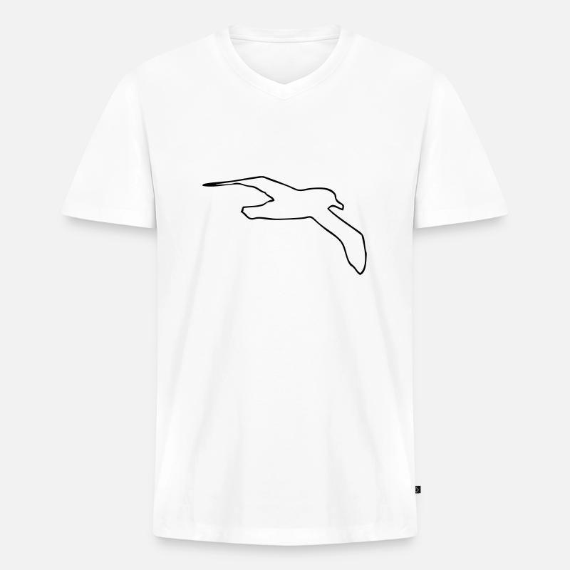 Möwe - Männer Premium Bio T-Shirt mit V-Ausschnitt - Weiß