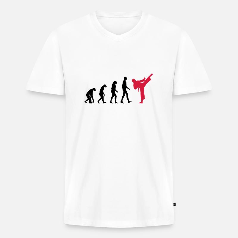 Karate - Evolution - Männer Premium Bio T-Shirt mit V-Ausschnitt - Weiß
