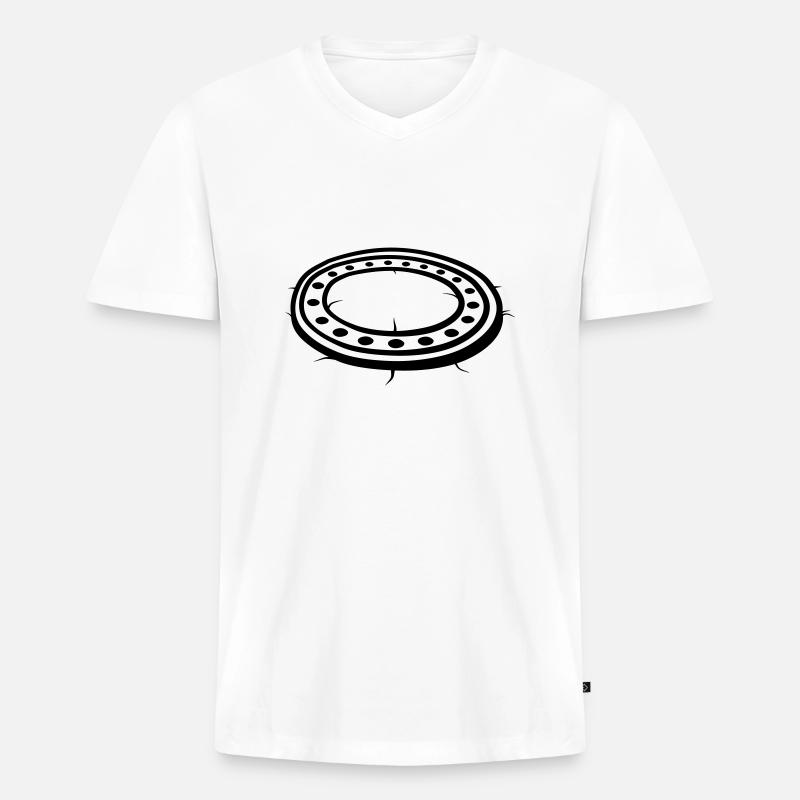 Gullideckel Kanalisation Mannloch - Männer Premium Bio T-Shirt mit V-Ausschnitt - Weiß