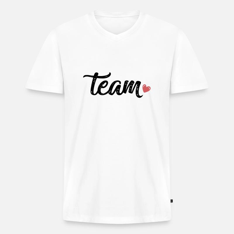 team herz - Männer Premium Bio T-Shirt mit V-Ausschnitt - Weiß