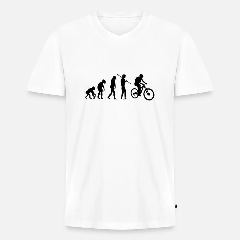 biker evolution - Männer Premium Bio T-Shirt mit V-Ausschnitt - Weiß