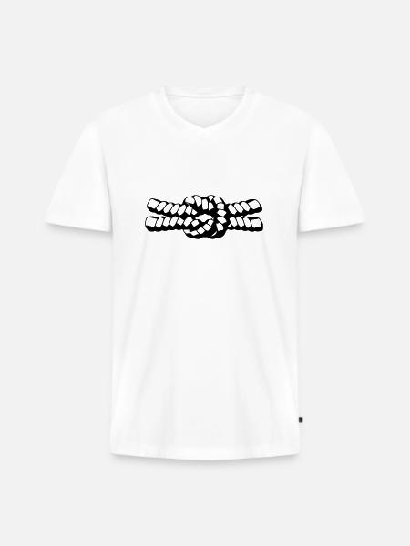 Knoten - Männer Premium Bio T-Shirt mit V-Ausschnitt - Weiß
