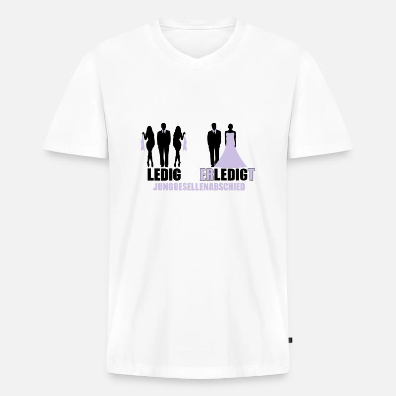 Ledig Erledigt - Männer Premium Bio T-Shirt mit V-Ausschnitt - Weiß