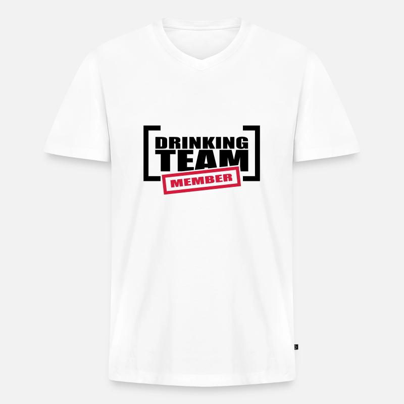Drinking Team Member - Männer Premium Bio T-Shirt mit V-Ausschnitt - Weiß
