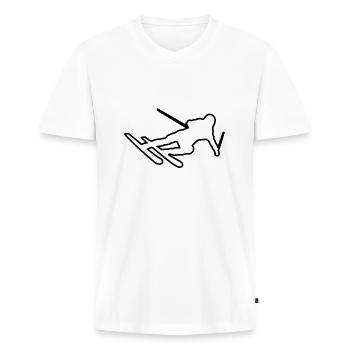 ski - Männer Premium Bio T-Shirt mit V-Ausschnitt - Weiß - Vorne - Nico (187cm)