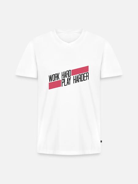 Play Harder logo - Men's Premium Organic T-shirt with V-neck - white