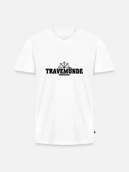 Travemünde - Männer Premium Bio T-Shirt mit V-Ausschnitt - Weiß