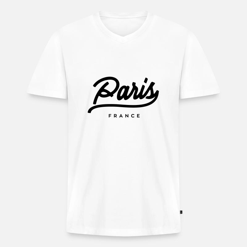 Paris - Frankreich - Männer Premium Bio T-Shirt mit V-Ausschnitt - Weiß
