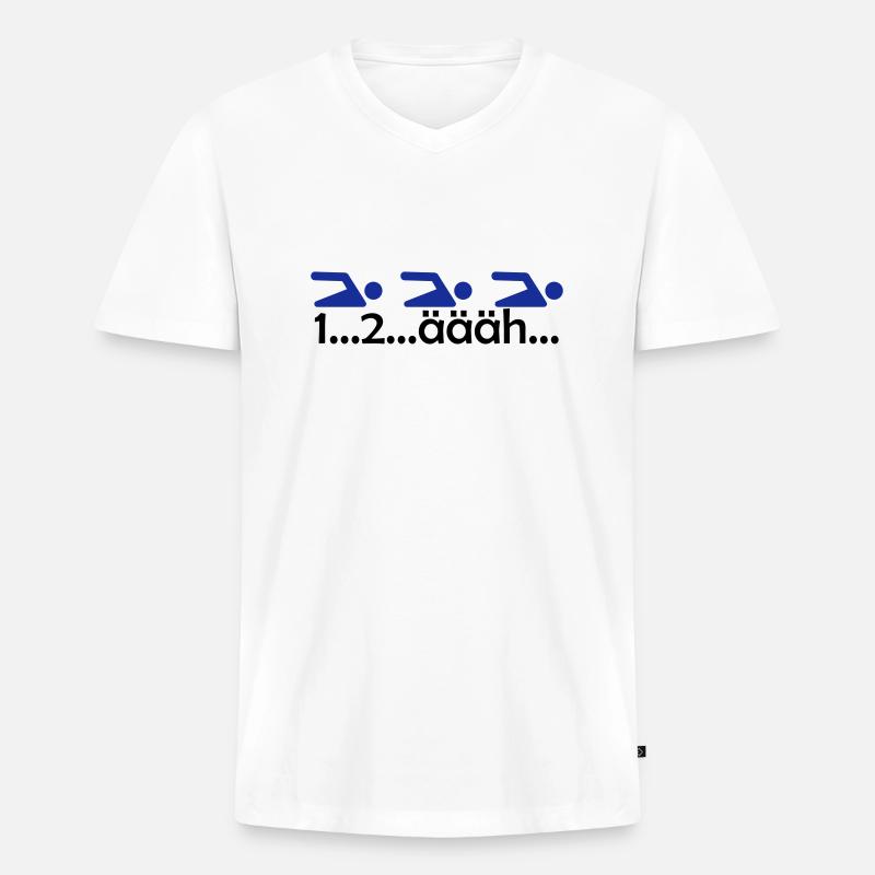 1...2..äääh - Männer Premium Bio T-Shirt mit V-Ausschnitt - Weiß