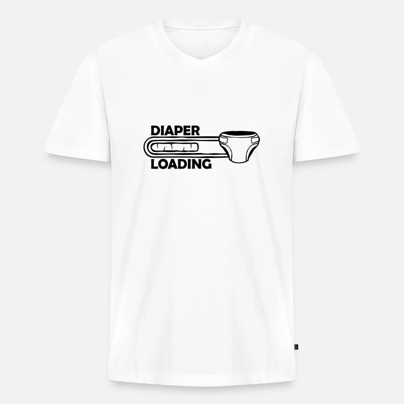 Windel Diaper Loading - Männer Premium Bio T-Shirt mit V-Ausschnitt - Weiß