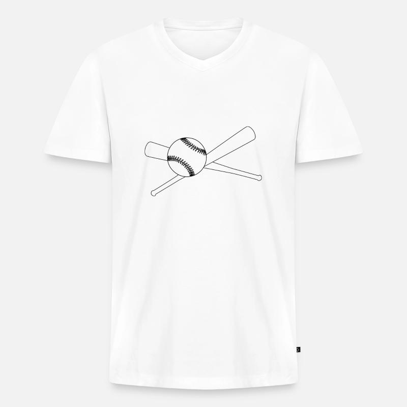 Baseball und 2 Schläger - Männer Premium Bio T-Shirt mit V-Ausschnitt - Weiß