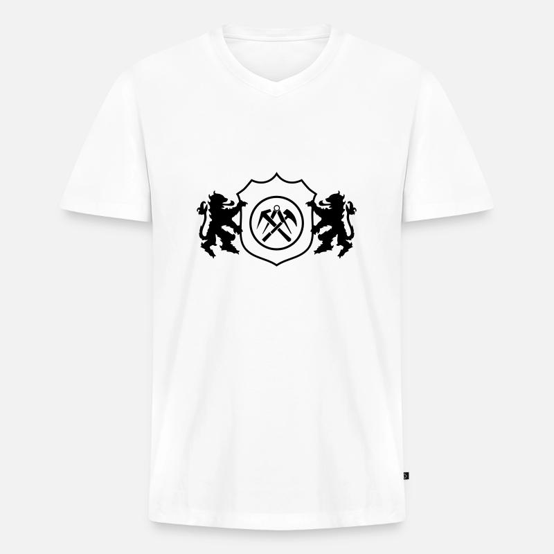 dachdecker wappen 1 - Männer Premium Bio T-Shirt mit V-Ausschnitt - Weiß