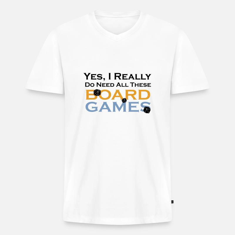 boardgame chess backgammon game night - Männer Premium Bio T-Shirt mit V-Ausschnitt - Weiß