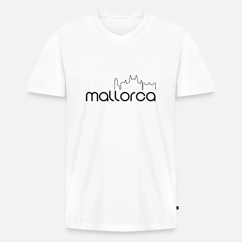 Mallorca - Männer Premium Bio T-Shirt mit V-Ausschnitt - Weiß