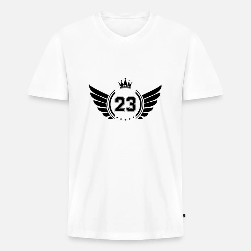 wappen 23 - Männer Premium Bio T-Shirt mit V-Ausschnitt - Weiß