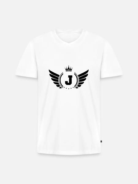 wappen j - Männer Premium Bio T-Shirt mit V-Ausschnitt - Weiß