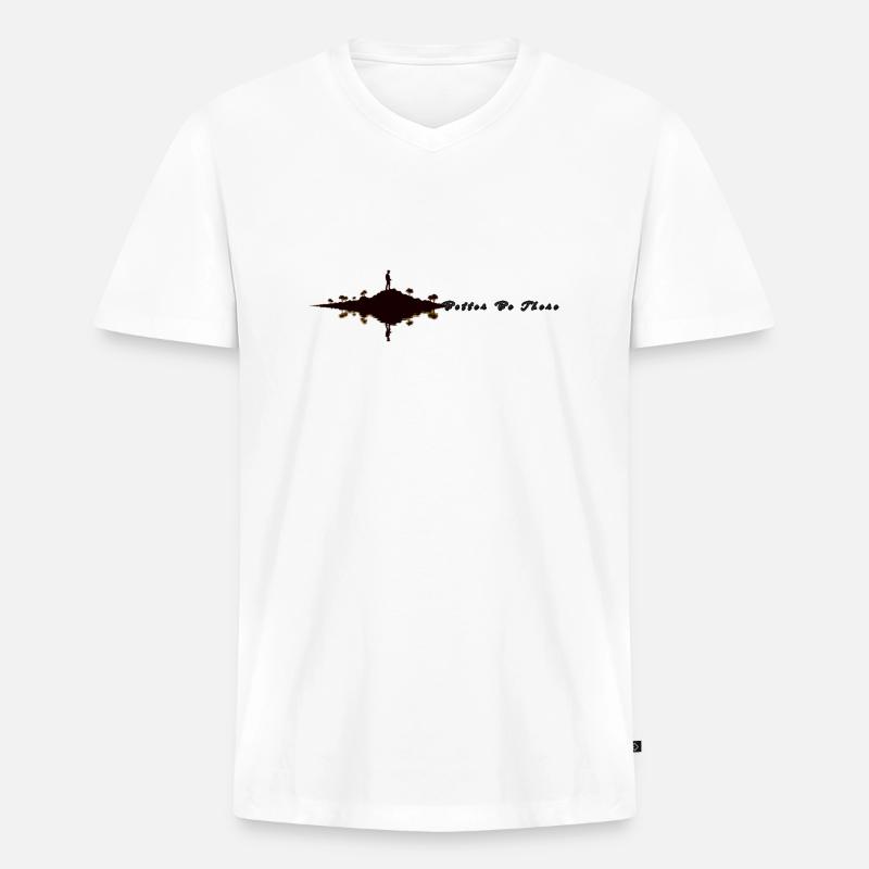 Besser dort sein - Männer Premium Bio T-Shirt mit V-Ausschnitt - Weiß