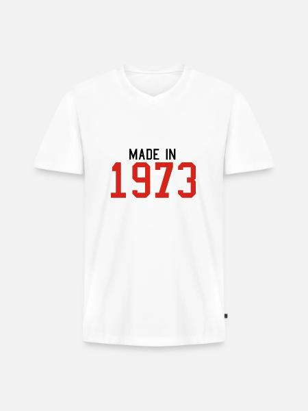 1973 - Men's Premium Organic T-shirt with V-neck - white