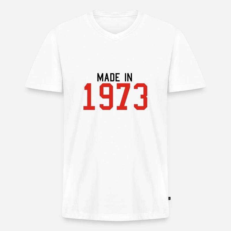 1973 - Männer Premium Bio T-Shirt mit V-Ausschnitt - Weiß