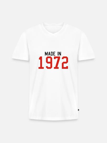 1972 - Männer Premium Bio T-Shirt mit V-Ausschnitt - Weiß