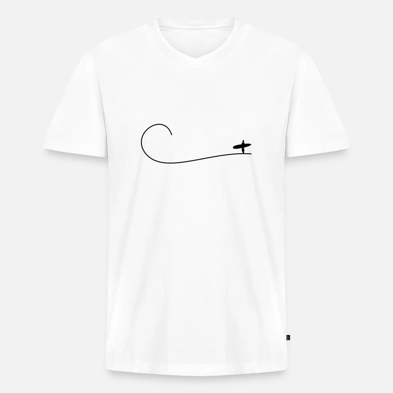 Perfekte Welle - Männer Premium Bio T-Shirt mit V-Ausschnitt - Weiß