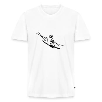 Dynamic Skier - Men's Premium Organic T-shirt with V-neck - white - Front - Nico (187cm)
