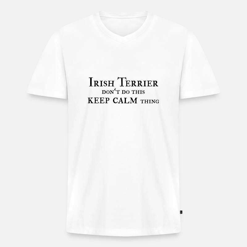 Irish Terrier keep calm - Männer Premium Bio T-Shirt mit V-Ausschnitt - Weiß