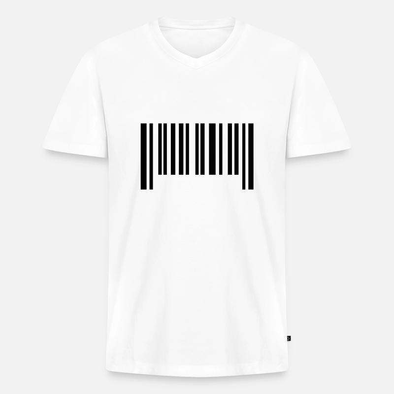 barcode1___f1 - Männer Premium Bio T-Shirt mit V-Ausschnitt - Weiß