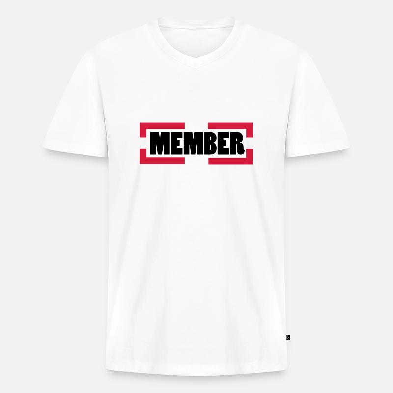 member - Männer Premium Bio T-Shirt mit V-Ausschnitt - Weiß