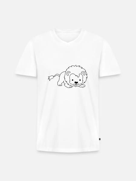 kleiner_loewe_01 - Männer Premium Bio T-Shirt mit V-Ausschnitt - Weiß
