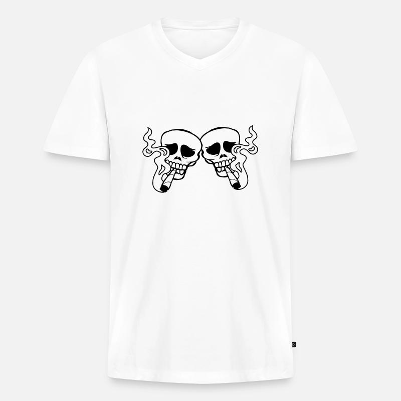 Team 2 Joint Schädel - Männer Premium Bio T-Shirt mit V-Ausschnitt - Weiß