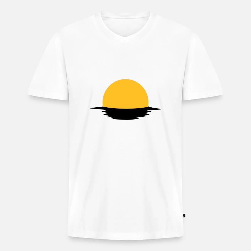 Sonne - Männer Premium Bio T-Shirt mit V-Ausschnitt - Weiß