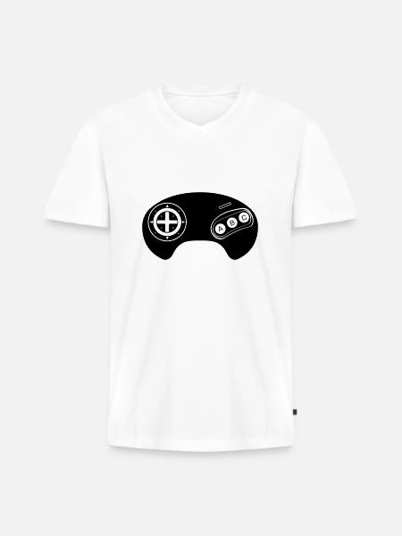 Mega Retro Controller - Männer Premium Bio T-Shirt mit V-Ausschnitt - Weiß