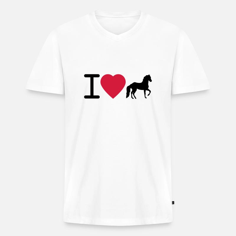 I love Horses - Männer Premium Bio T-Shirt mit V-Ausschnitt - Weiß