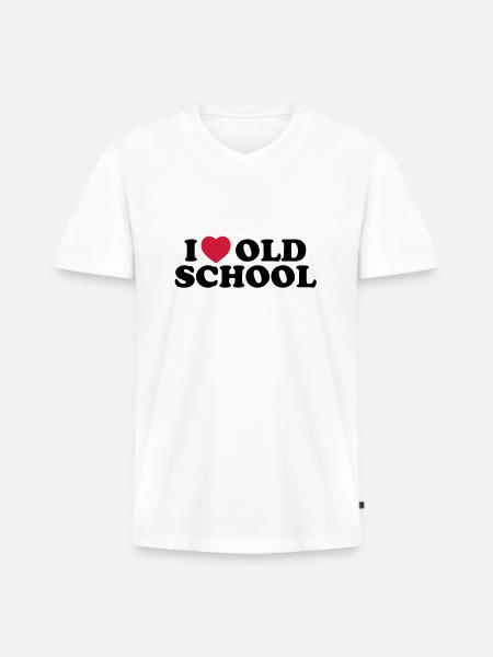 I love old school - Men's Premium Organic T-shirt with V-neck - white
