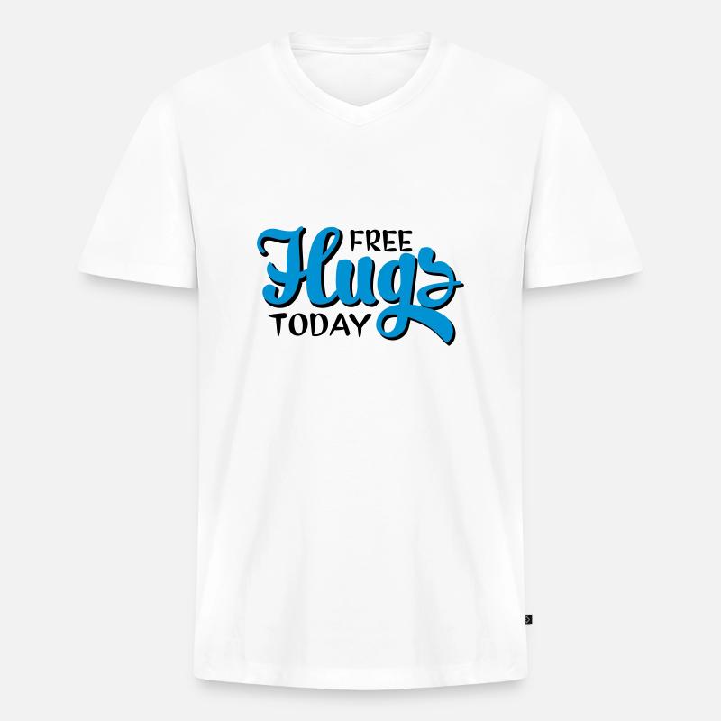 free hugs - Männer Premium Bio T-Shirt mit V-Ausschnitt - Weiß